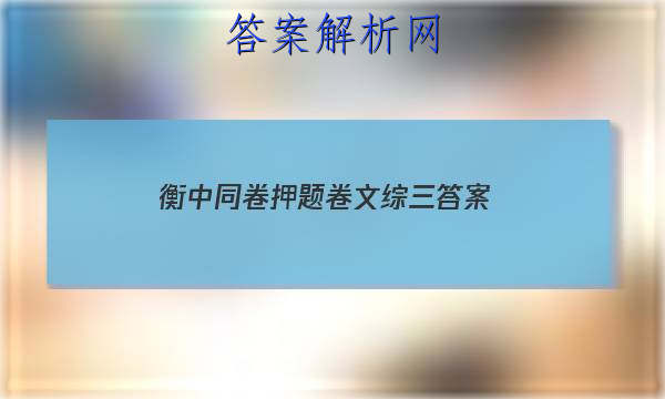 「2023衡中同卷押题卷文综三 答案」衡中同卷高考押题卷三