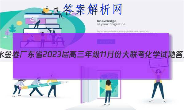衡水金卷 广东省2023届高三年级11月份大联考化学试题答案 职业教育 第1张