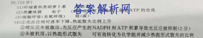 2023届普通高等学校招生全国统一考试仿真模拟卷(六)6生物试卷答案 职业教育 第3张
