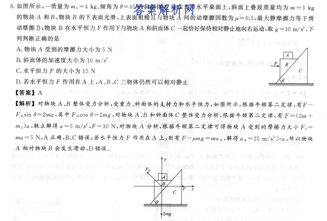 2023届全国普通高等学校招生统一考试(新高考) JY高三模拟卷(1一)物理答案 职业教育 第2张